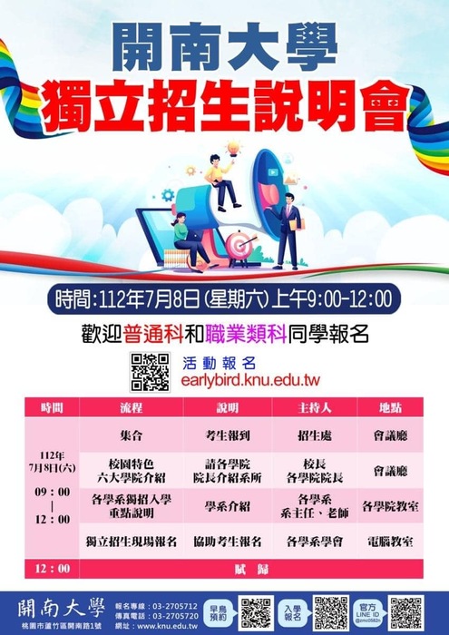 ［重要公告］112年開南大學獨立招生說明會圖片